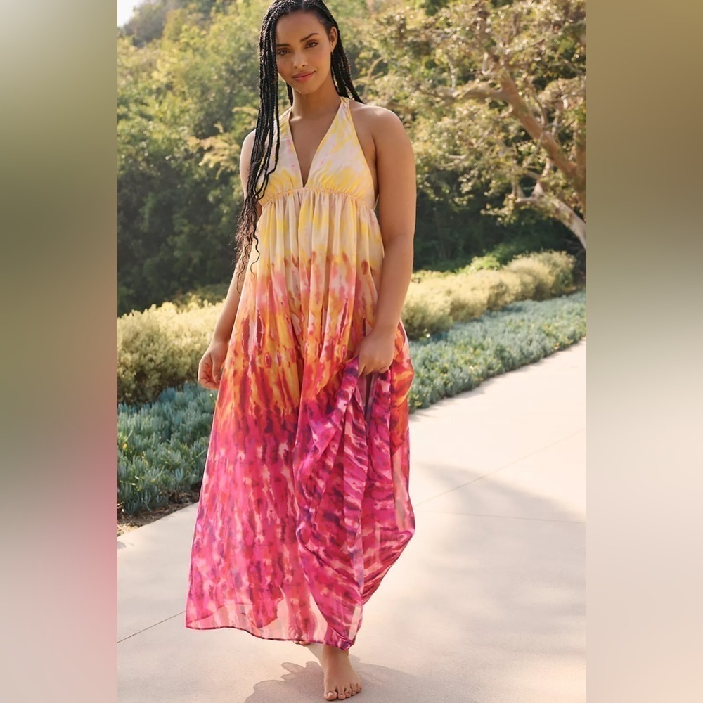 NWT Size XS (P2P 19 -20") - By Anthropologie Sleeveless Tiered Maxi Dress - Picture 6 of 16